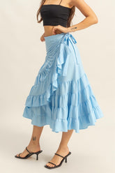 Ruffled Tiered High Waist Midi Skirt HYFVE